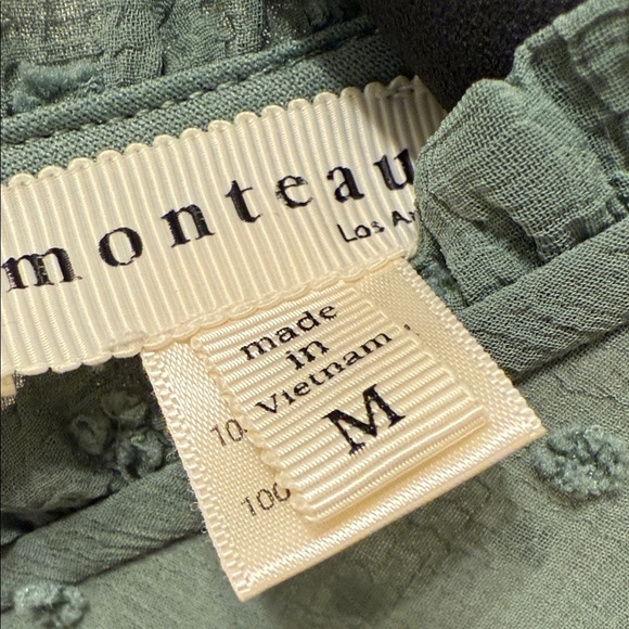 Monteau Textured Green Sleeveless Midi Dress with Elastic Waist Sz Medium - Picture 2 of 11